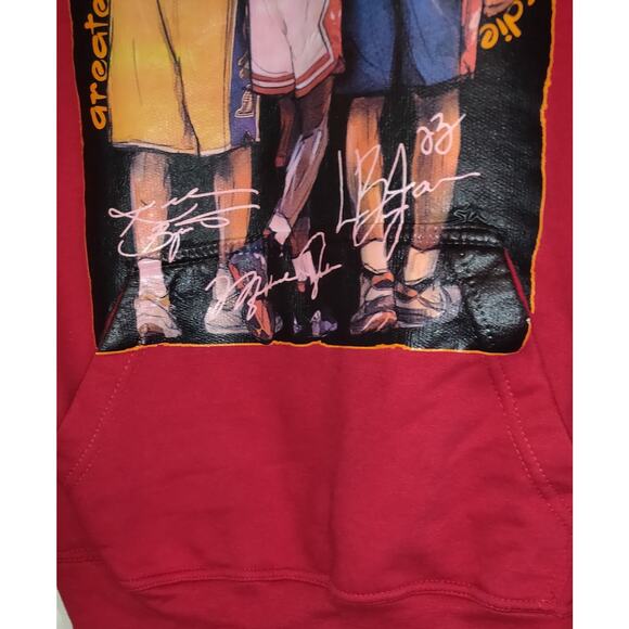 Jon Lauren Red Hoodie SWEATSHIRT Basketball Legends Kobe Jordan LeBron SMALL S - Picture 5 of 16